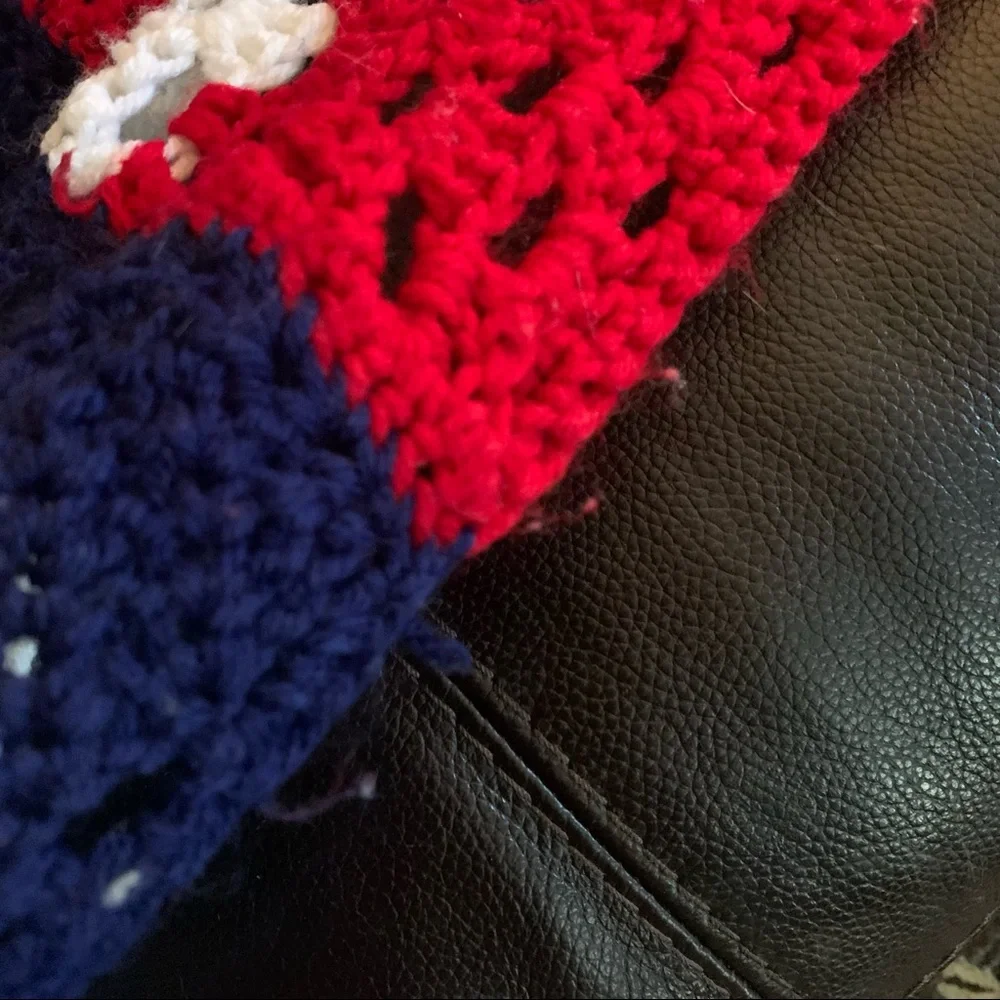 American Flag Crochet Throw Blanket - Red White Blue